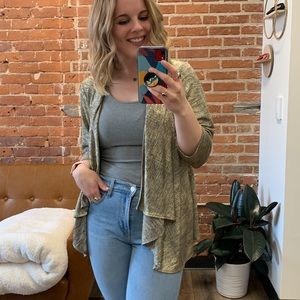 🤍 Chico’s Gold & Silver Open Front Cardigan